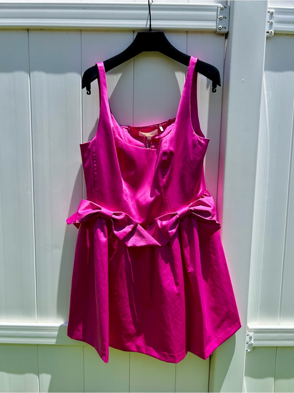 LOVESHACKFANCY BAYER HOT PINK CORSET STYLE MINI DRESS BOWS SZ 10 NWT - Picture 16 of 16